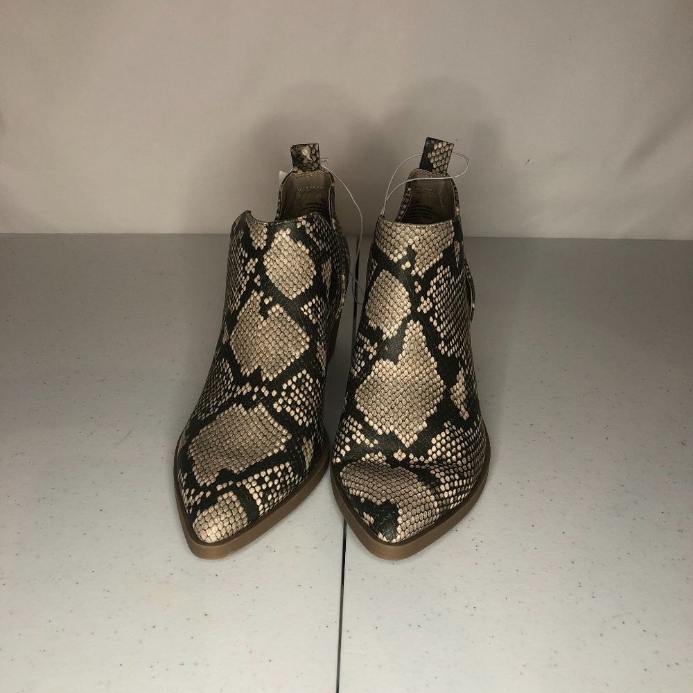 Women's Cari Snake Print Cut Out Ankle Bootie